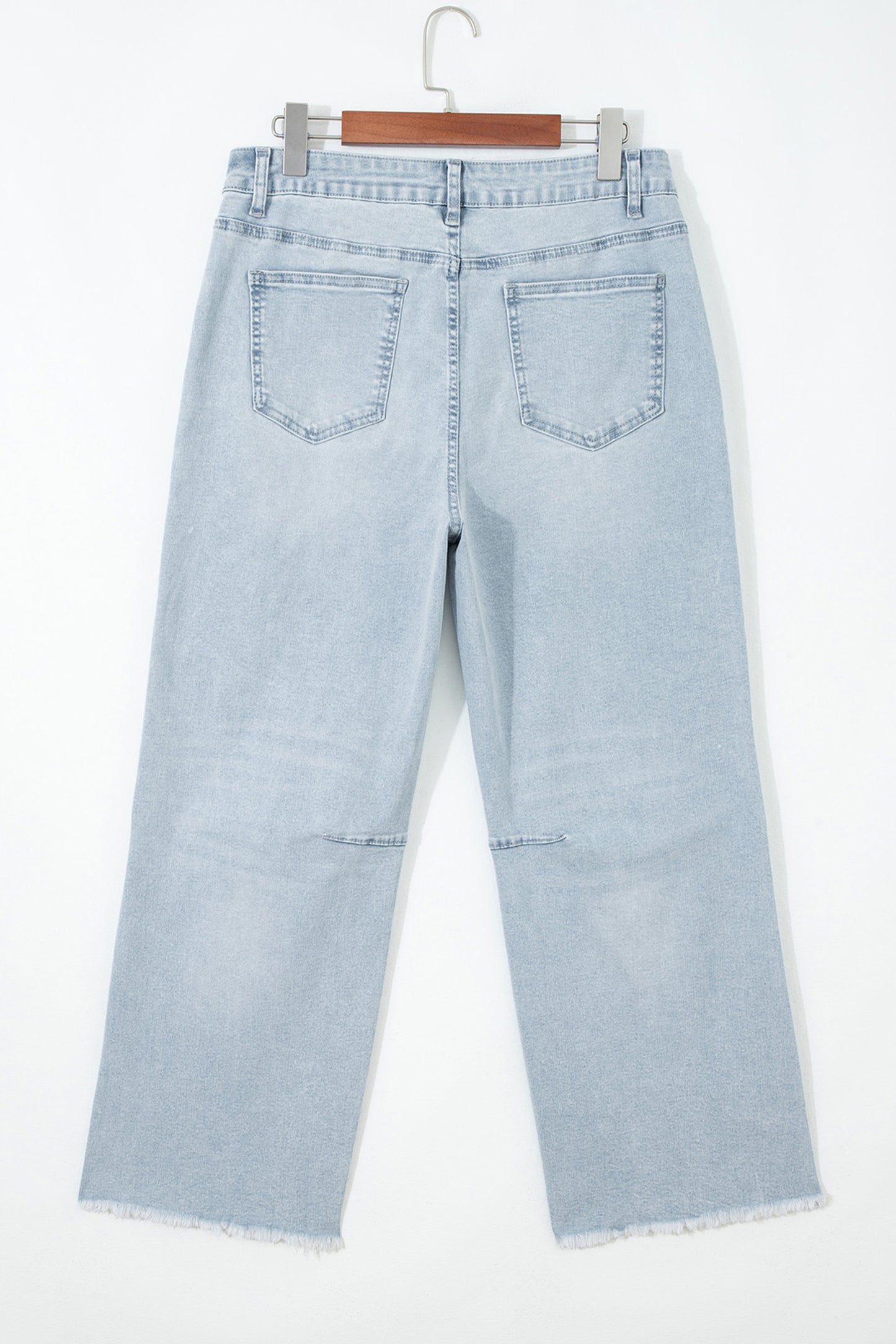 Sail Blue Frayed Cropped Straight Jeans