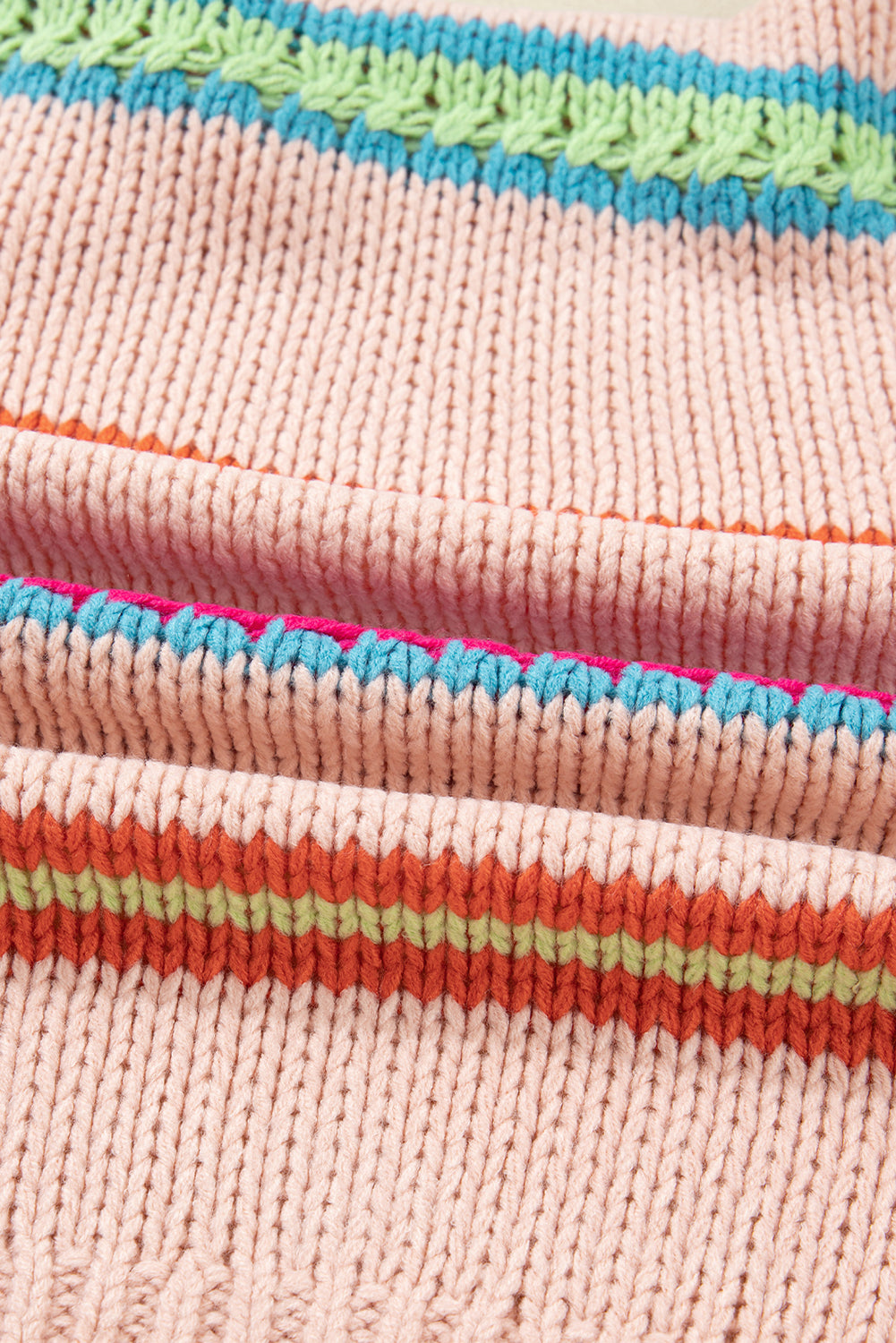 Multicolour Open Front Striped Colorblock Knit Oversize Cardigan