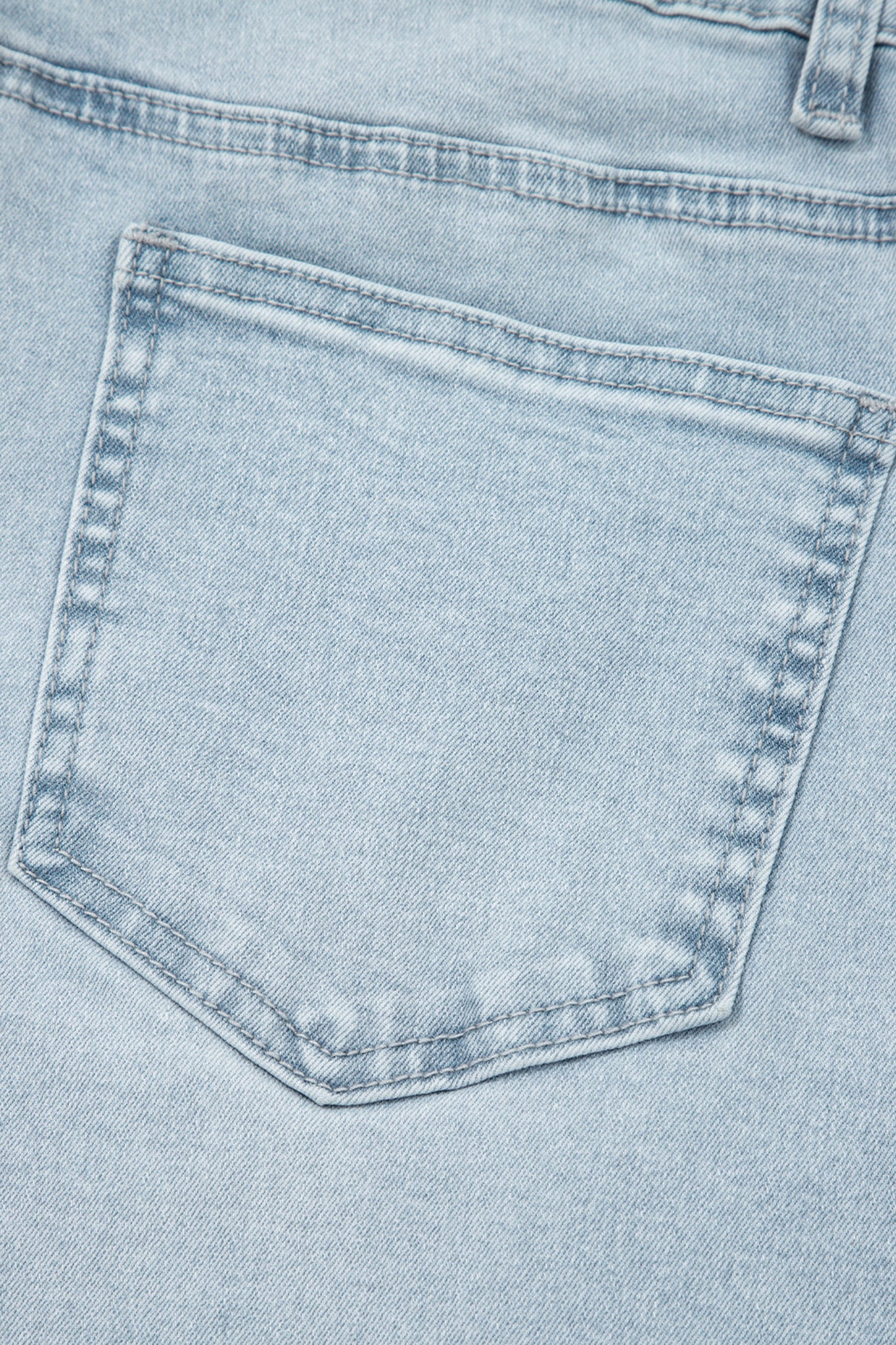 Sail Blue Frayed Cropped Straight Jeans