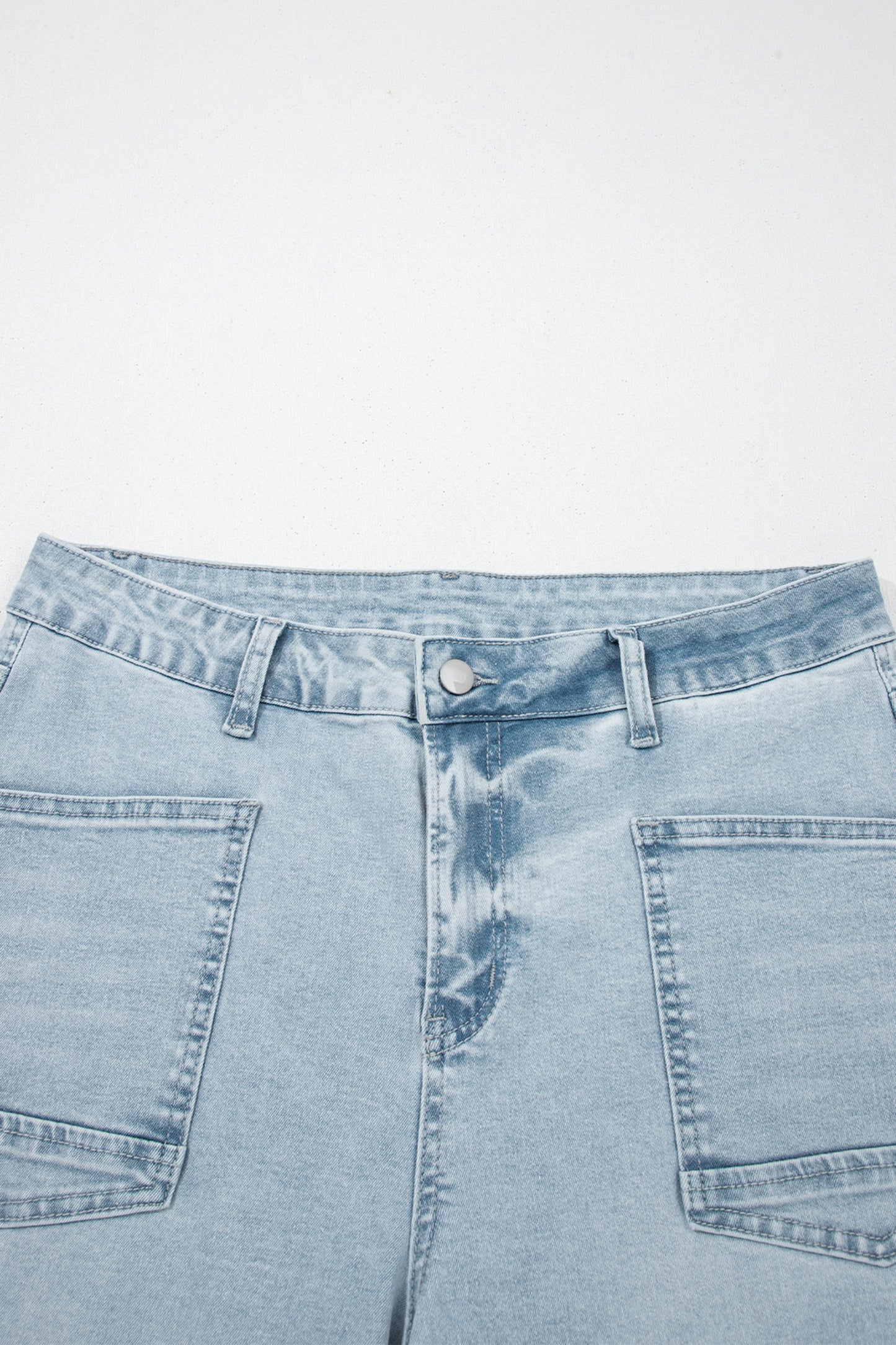 Sail Blue Frayed Cropped Straight Jeans