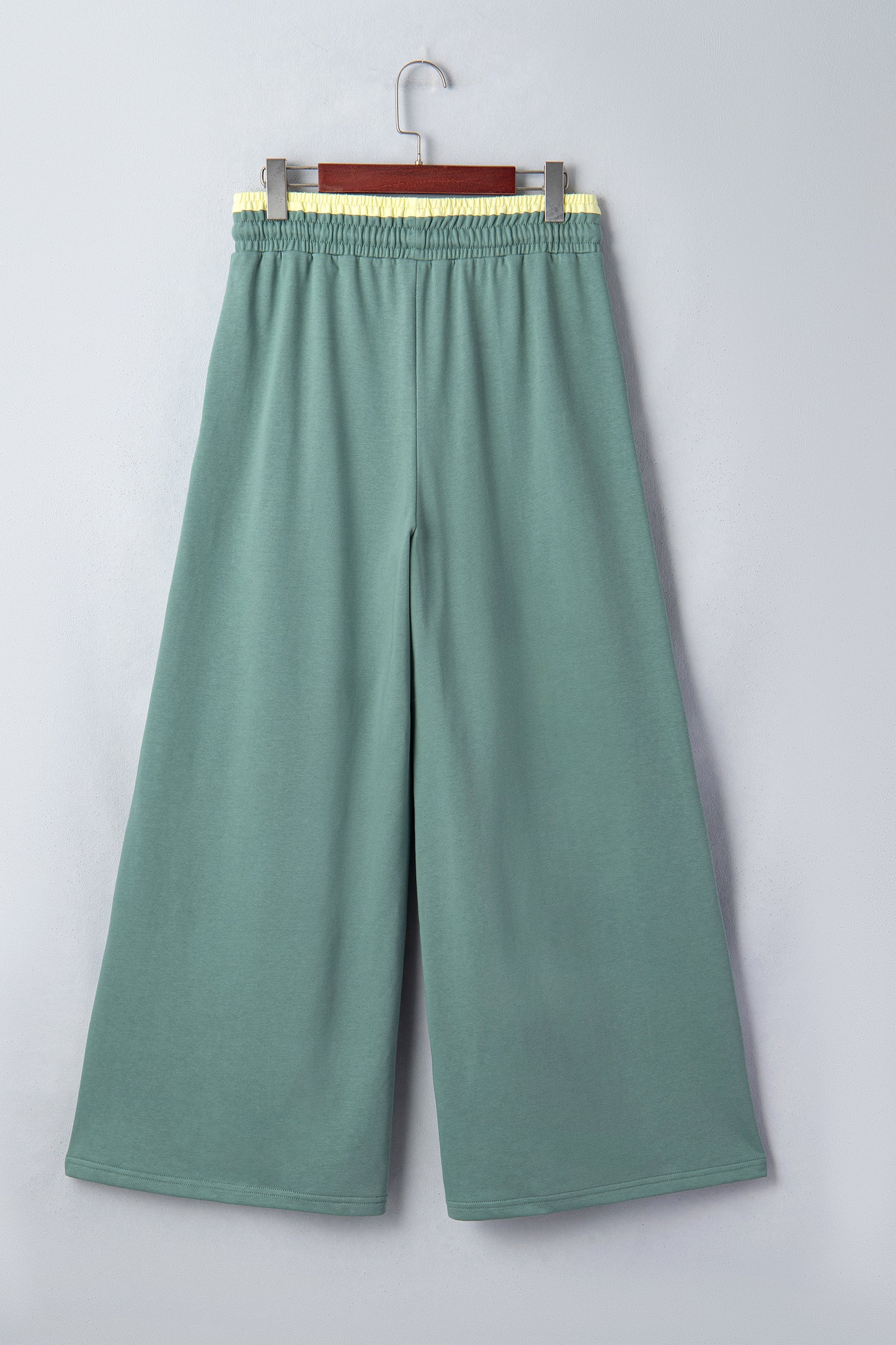 Block Flower Patchwork Drawstring Contrasted Elastic Waist Wide Leg Pants