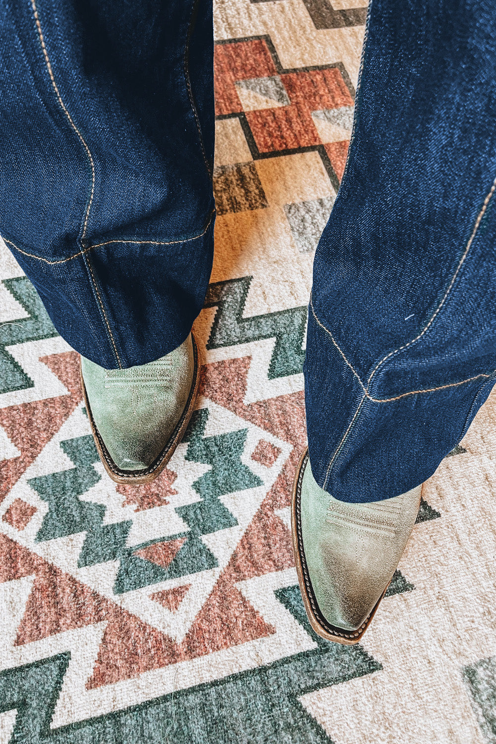 Sail Blue Center Seam Deep Washed Straight Jeans