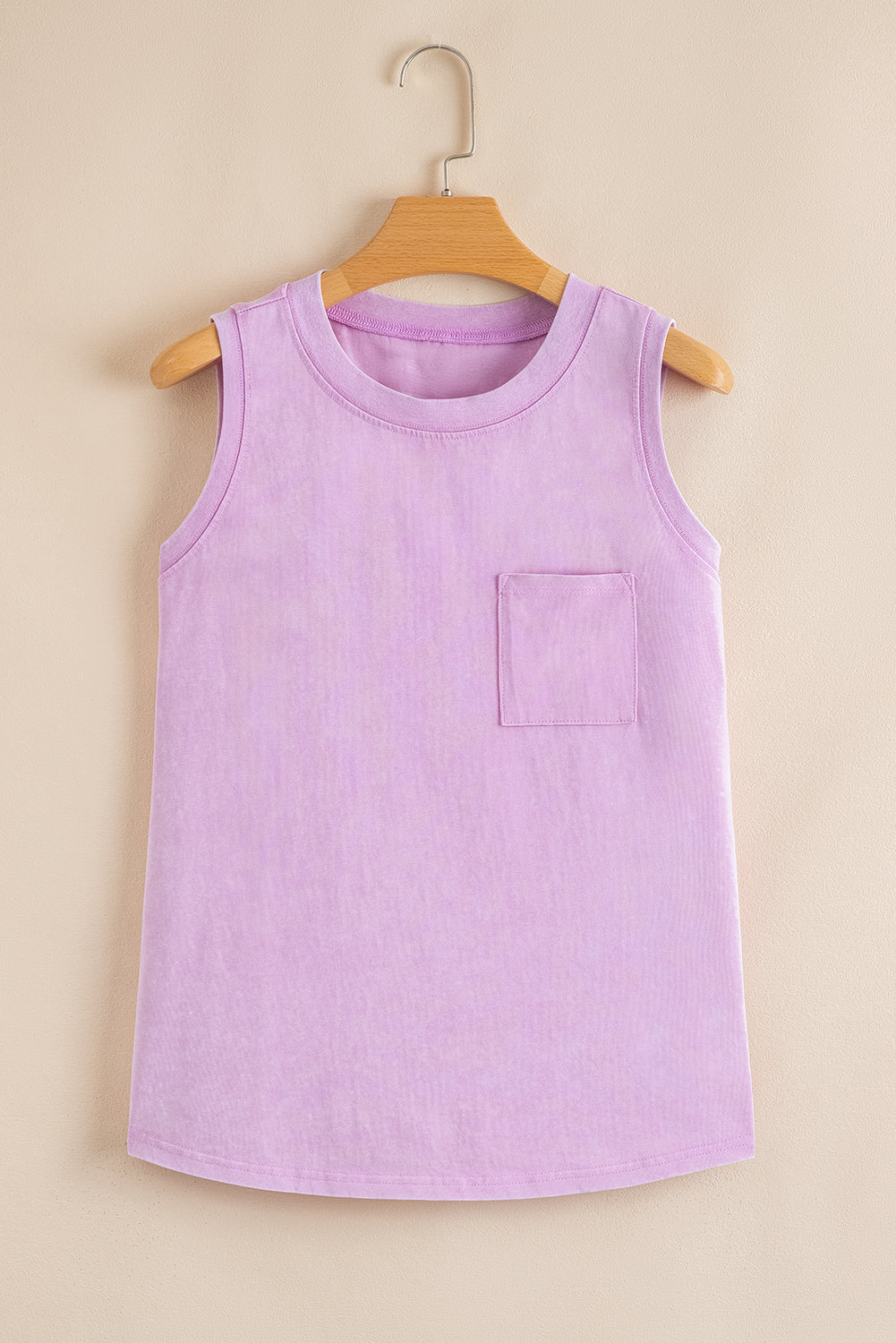 Sea Green Mineral Wash Patched Chest Pocket Tank Top