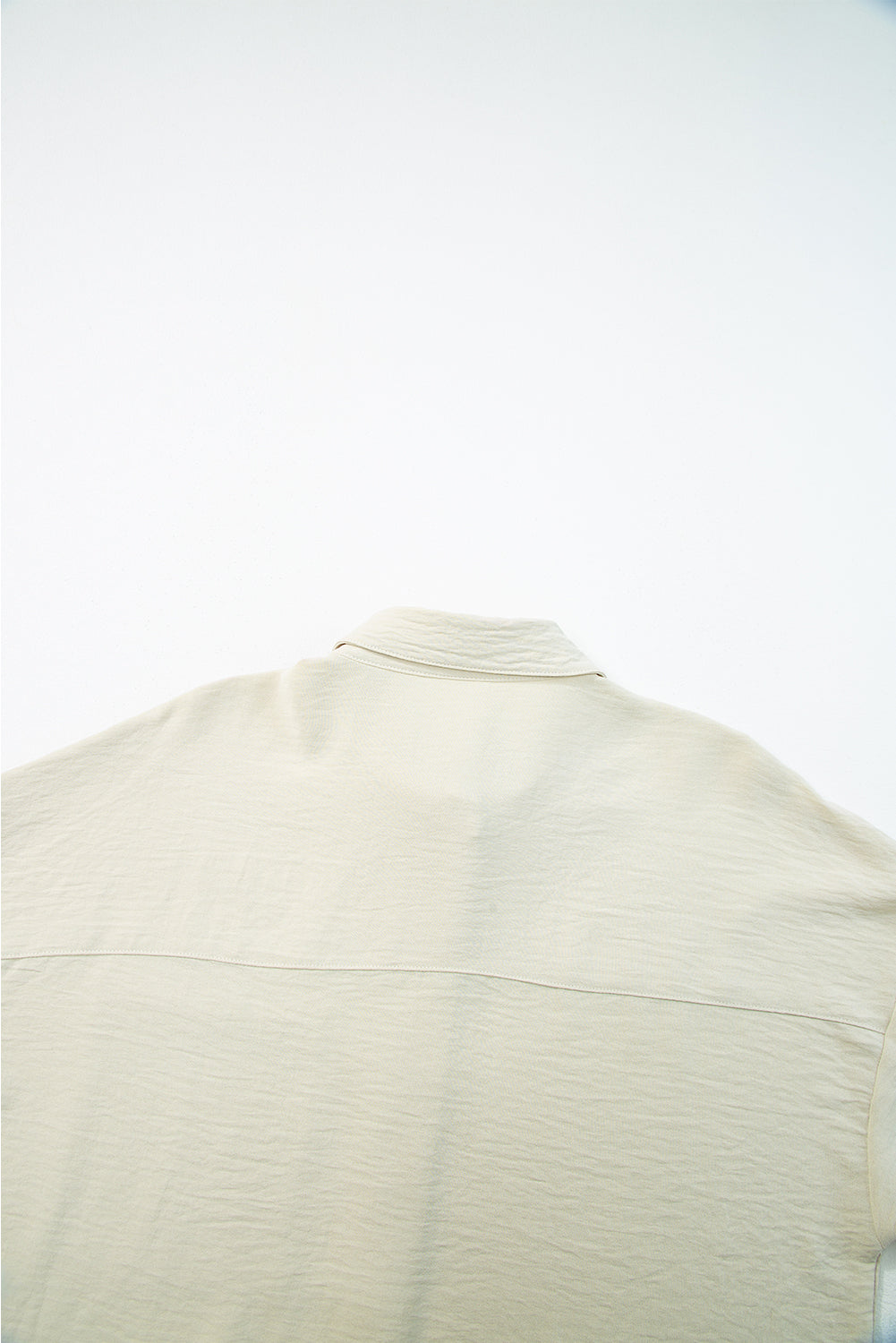 Black Crinkle Pocket Half Sleeve Shirt