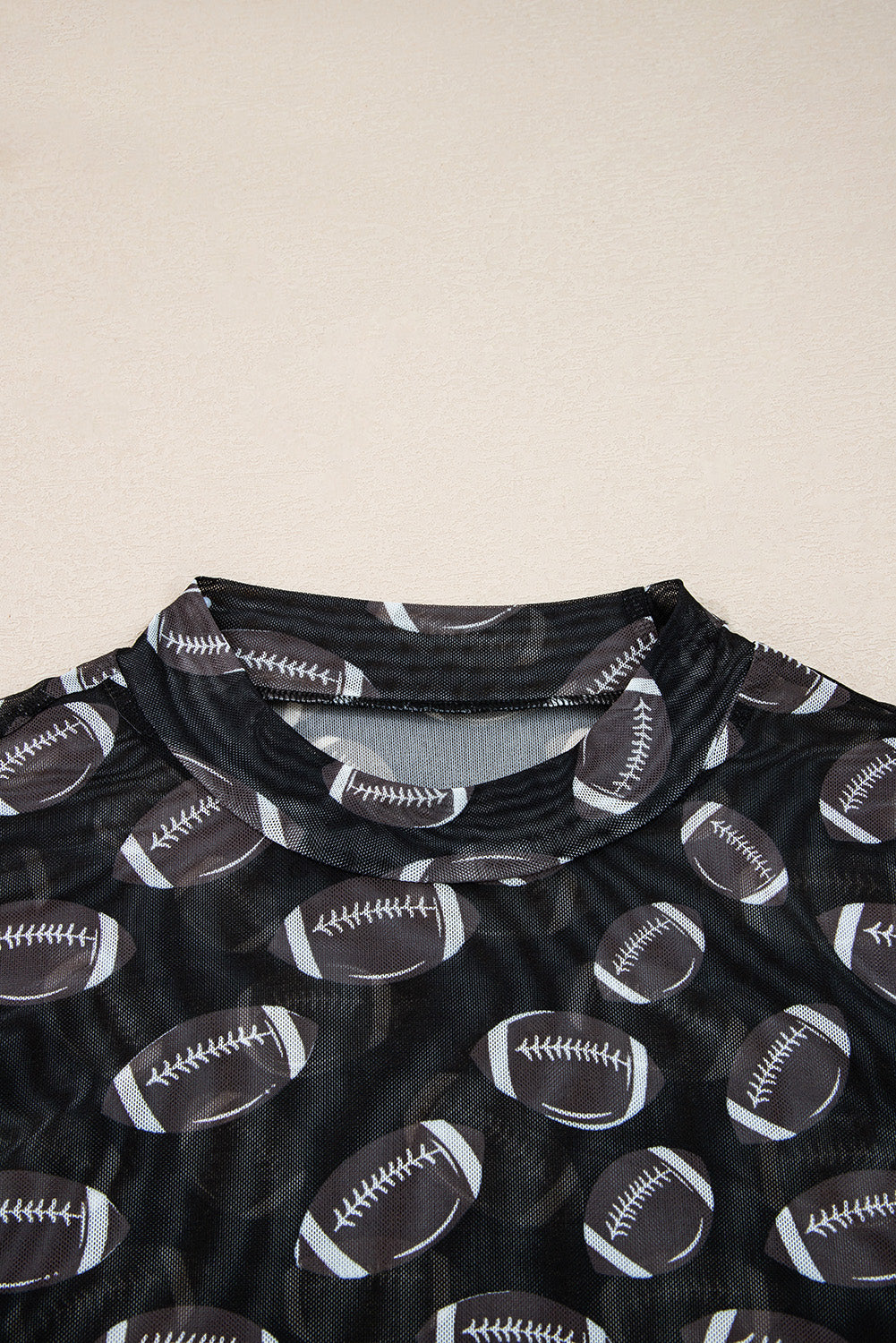 Brown Game Day Football Mesh Sheer Long Sleeve Top