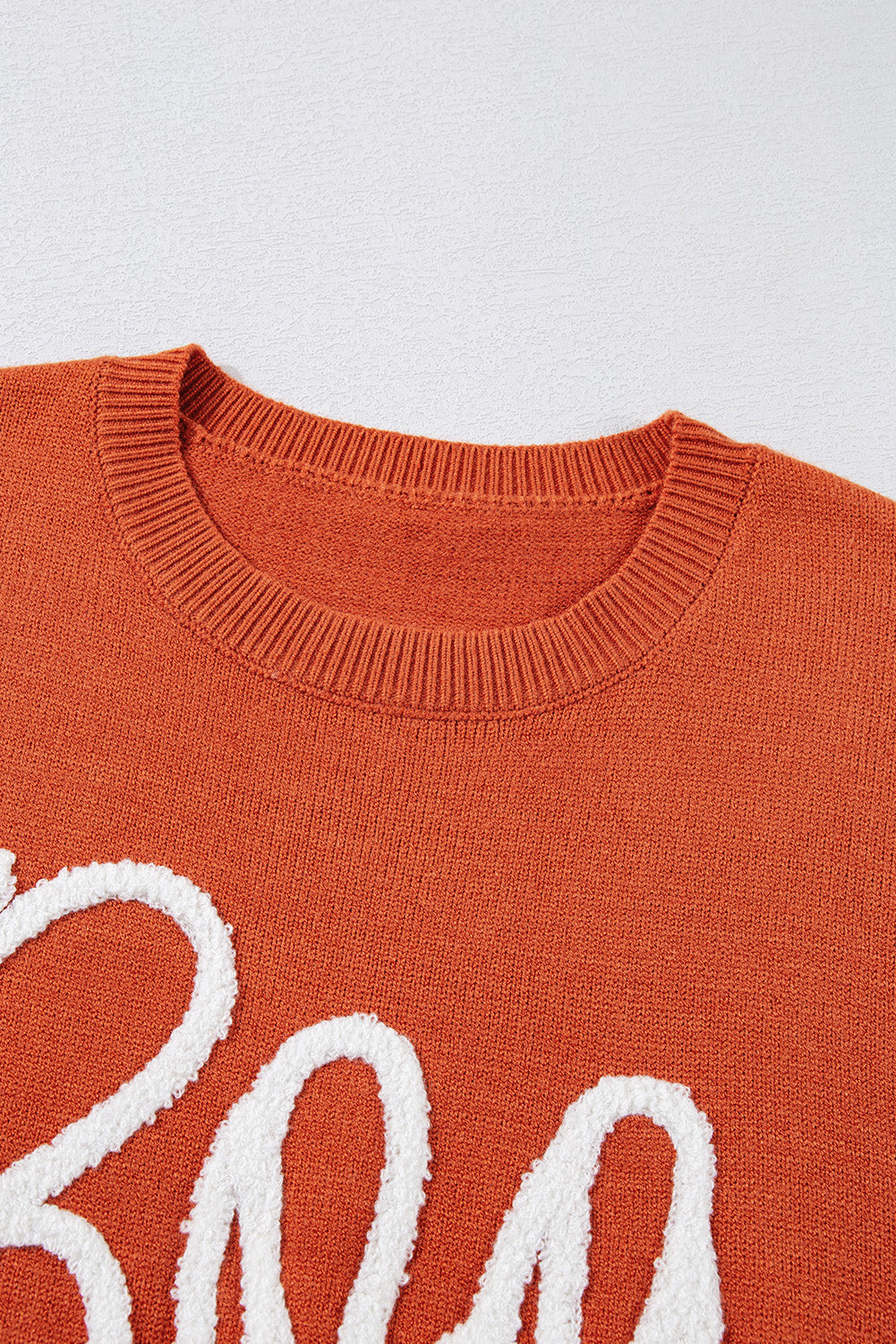 Orange Halloween Boo Drop Shoulder Knit Sweater