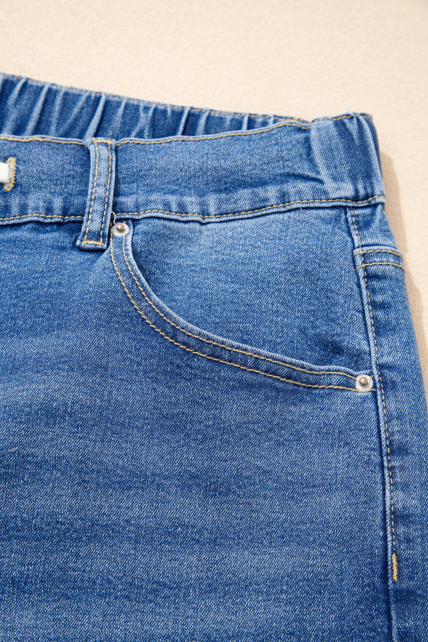 Blue Acid Wash Contrast Lace-up Plus Size Jeans