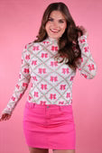 Mesh Top- Pretty Lattice Bow