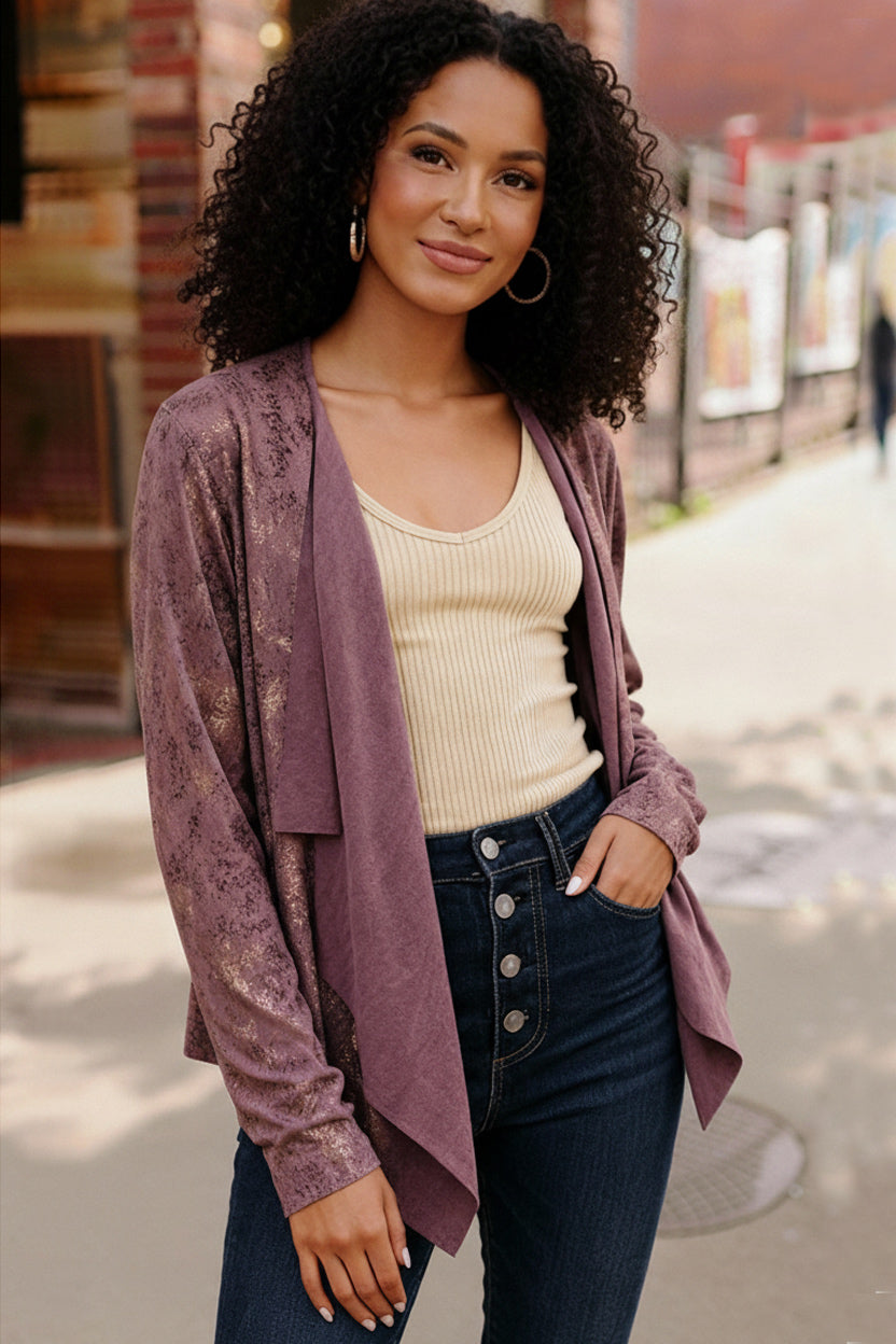 Plum Luxe Suede Cardigan
